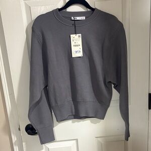 NWT- Zara Charcoal Women's Crew Neck Sweatshirt